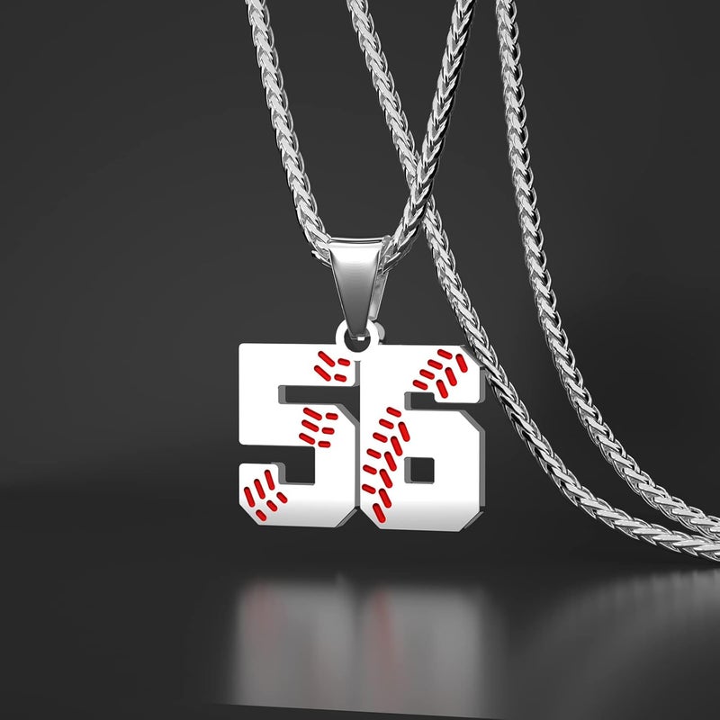 Wikavanli Personalized Baseball Jersey Number 00-99 Necklace - Stainless Steel Baseball Chain Pendant Necklace - Team Jewelry Gift for Boys, Girls, Men, Women - Image 2